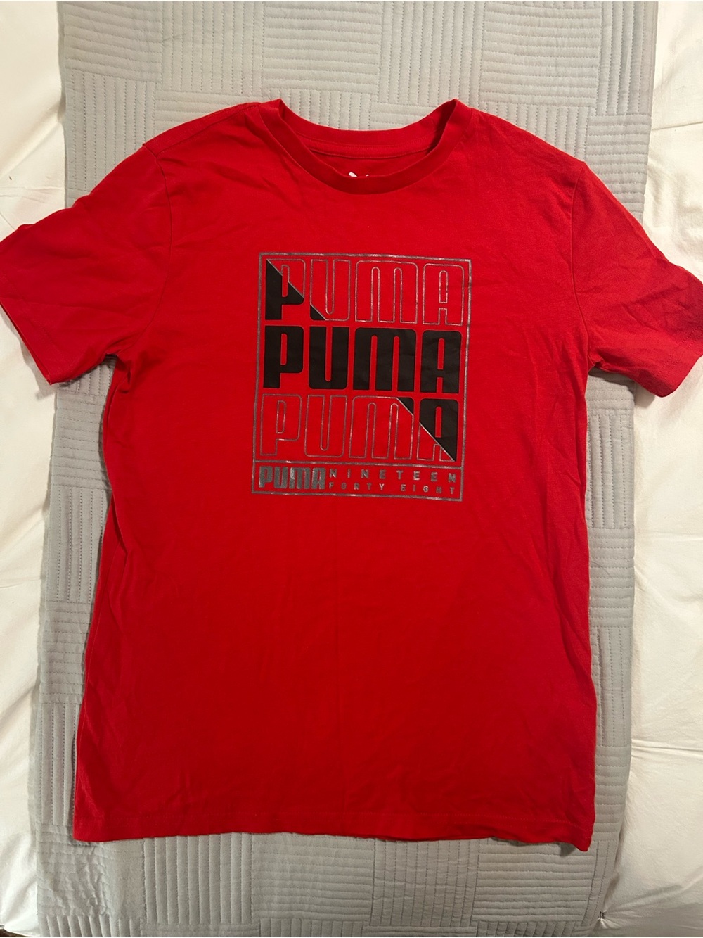 Boy’s Puma Red Short-Sleeve Logo Tee with Black Graphic